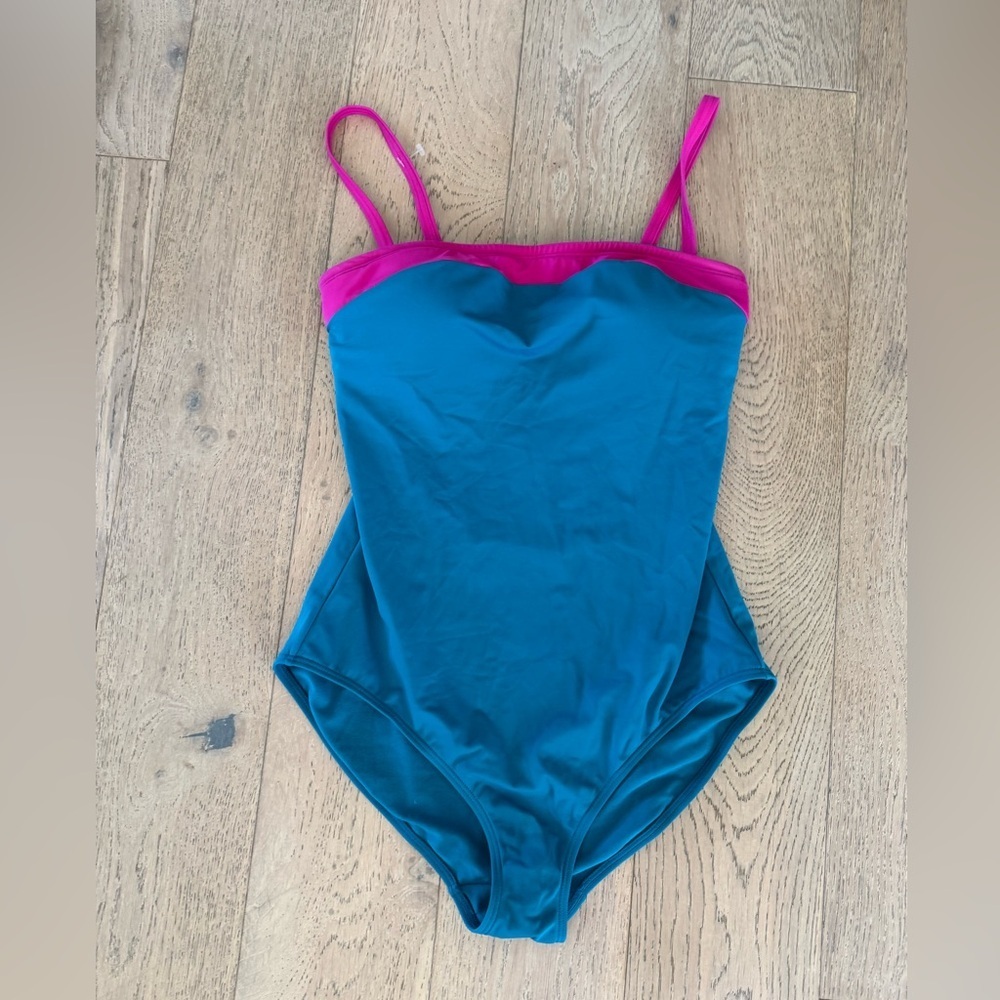BODEN teal blue pink Salerno Bandeau one piece Swimsuit size 10